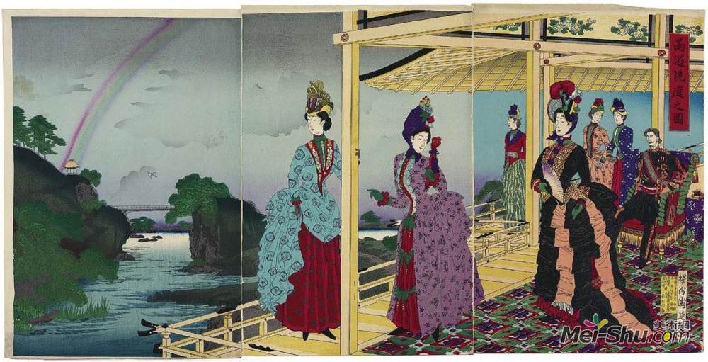 扬洲周延(Toyohara Chikanobu)高清作品《雨后清新花园的插图》