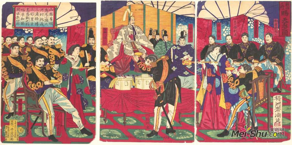 扬洲周延(Toyohara Chikanobu)高清作品《帝王礼品杯的礼物观》