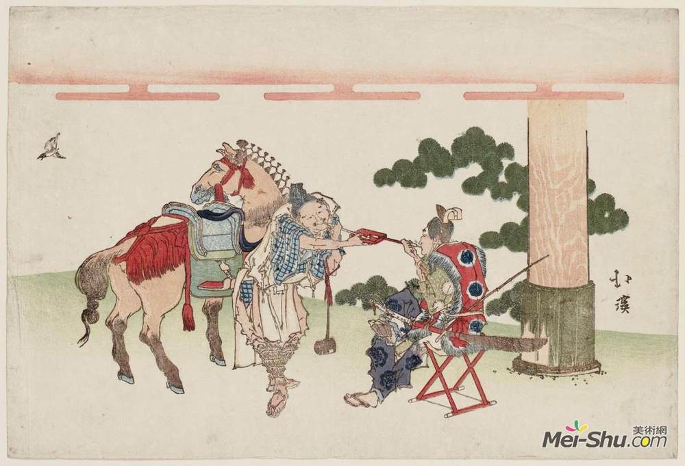 鱼屋北溪(Toyota Hokkei)高清作品《神职人员吸烟》