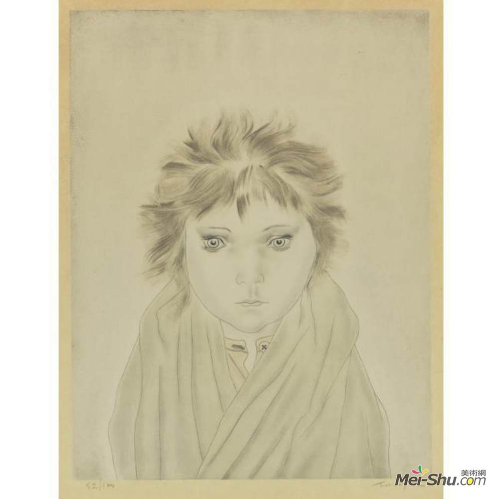 藤田嗣治(Tsuguharu Foujita)高清作品《蓝眼睛的女孩》