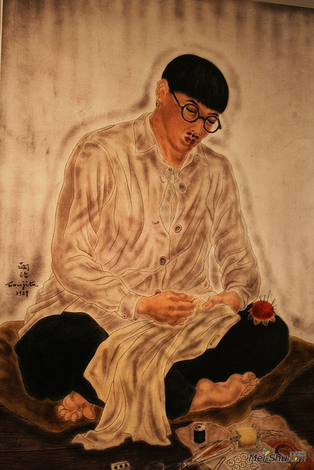 藤田嗣治(Tsuguharu Foujita)高清作品《Leonard Foujita making his own clothes》