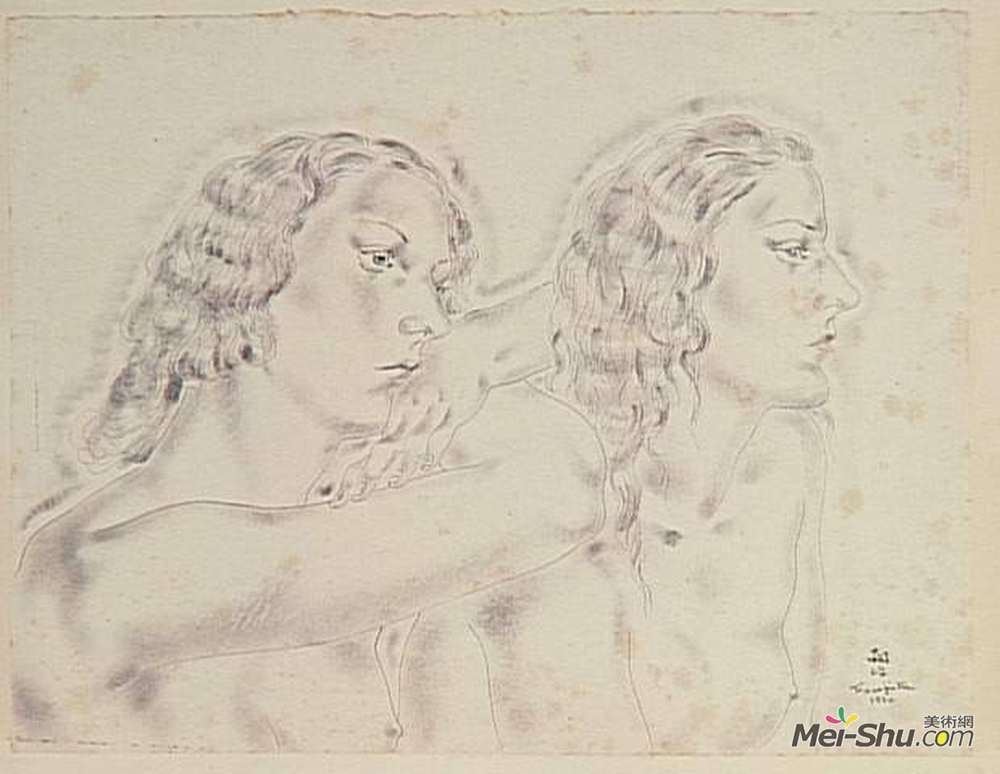 藤田嗣治(Tsuguharu Foujita)高清作品《两个女人的裸胸》