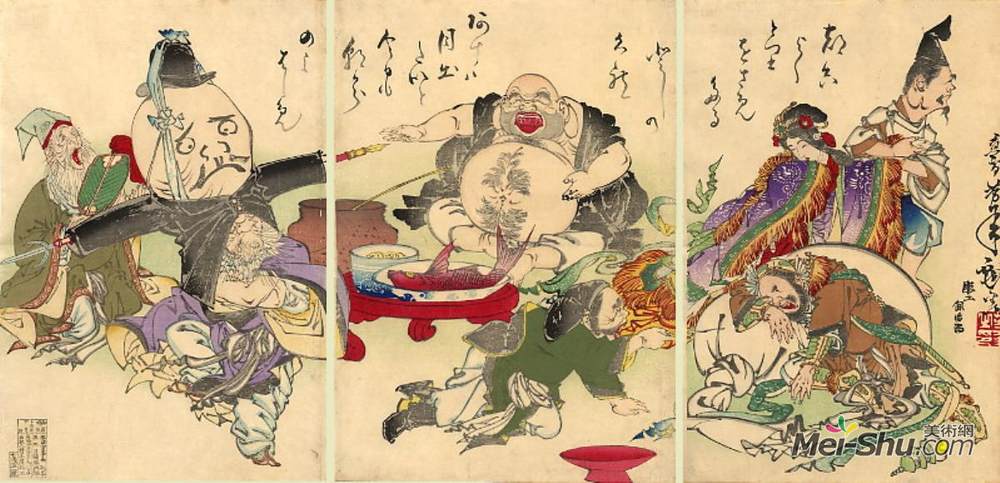 月冈芳年(Tsukioka Yoshitoshi)高清作品《七个幸运神》