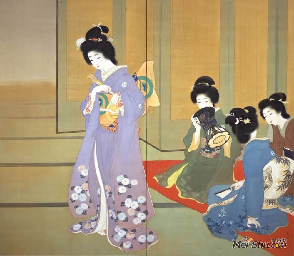 上村松园(Uemura Shoen)高清作品《舞蹈准备》