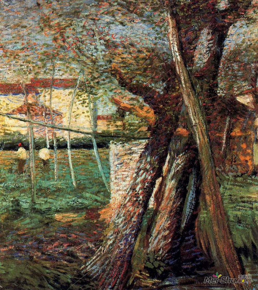 翁贝托·薄邱尼(Umberto Boccioni)高清作品《有树的乡间》