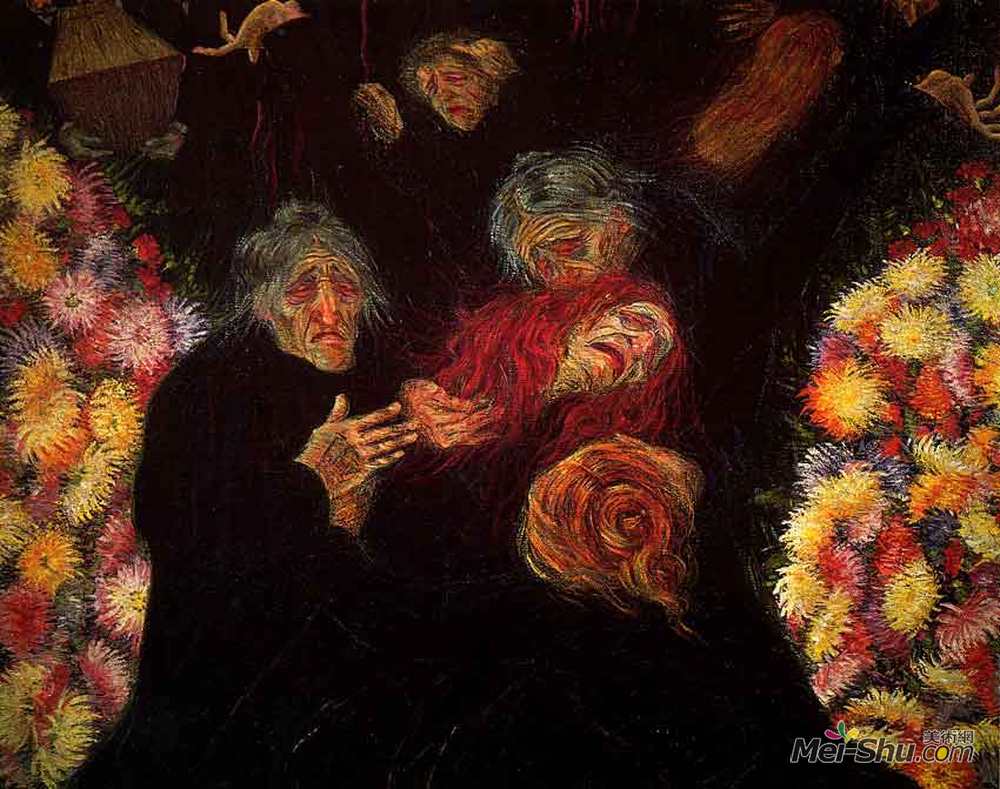翁贝托·薄邱尼(Umberto Boccioni)高清作品《哀悼》