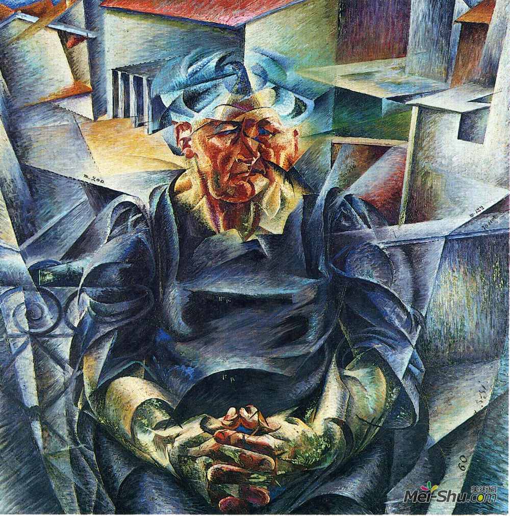 翁贝托·薄邱尼(Umberto Boccioni)高清作品《水平体积》