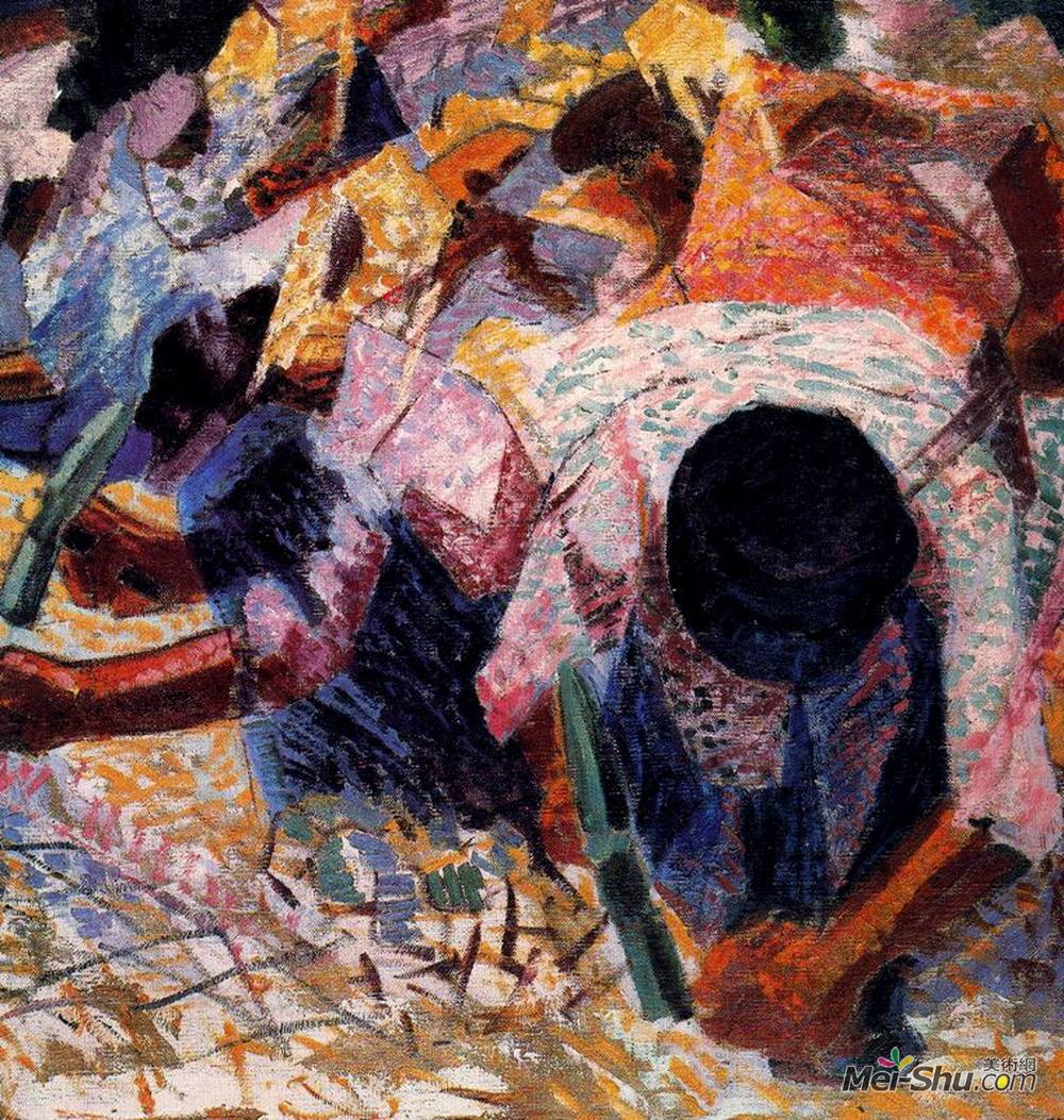 翁贝托·薄邱尼(Umberto Boccioni)高清作品《街道摊铺机》