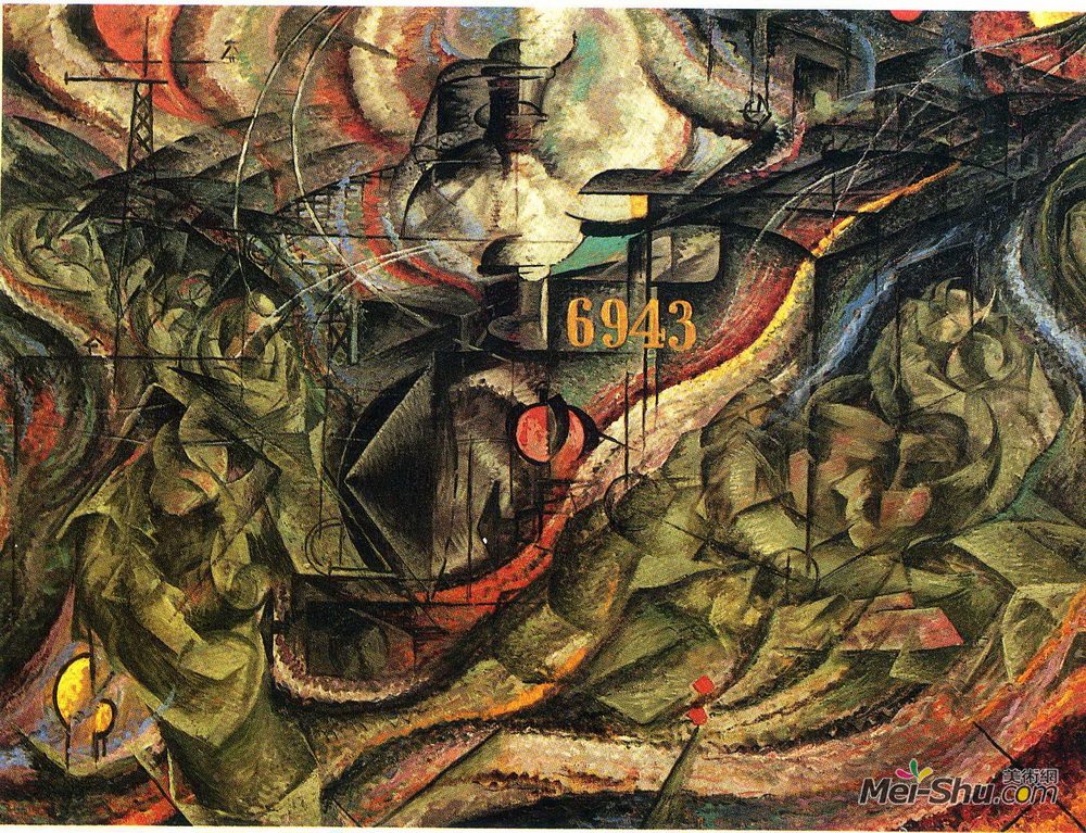 翁贝托·薄邱尼(Umberto Boccioni)高清作品《心境I：告别》