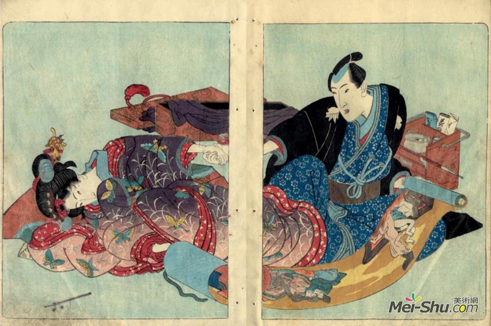 歌川国贞(Utagawa Kunisada)高清作品《四季：春，夏，秋，冬》