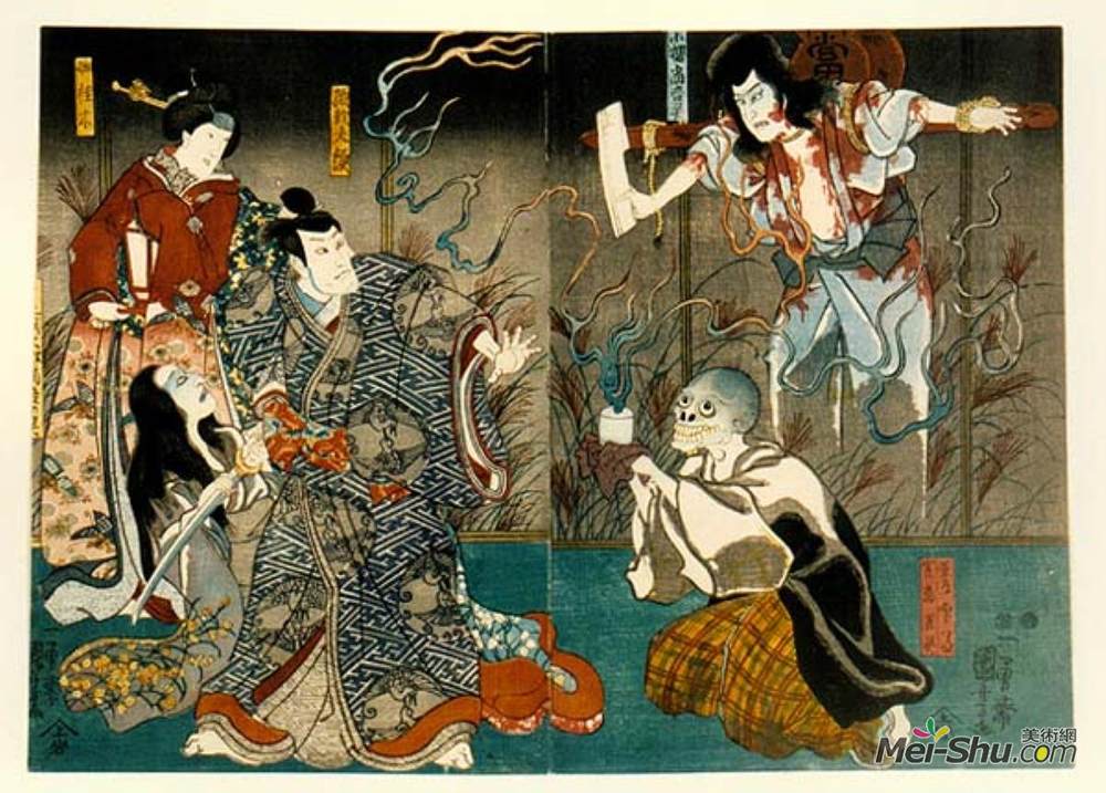 歌川国芳(Utagawa Kuniyoshi)高清作品《多哥和他的妻子幽灵》