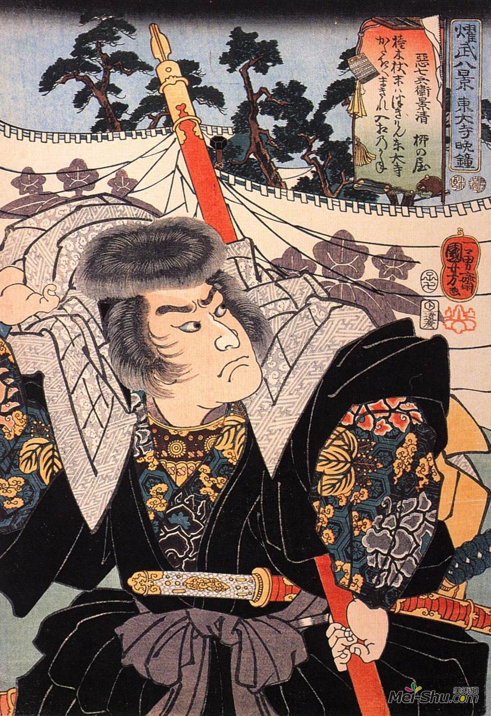 歌川国芳(Utagawa Kuniyoshi)高清作品《Vesper bell at Todaiji》