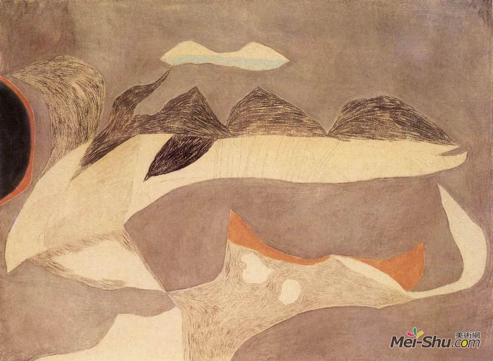 瓦贾达拉霍斯(Vajda Lajos)高清作品《绿色半圆与橙色》
