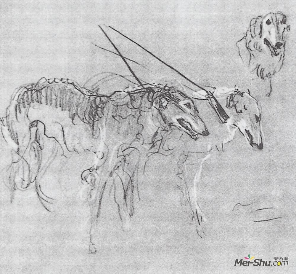 瓦伦丁·谢罗夫(Valentin Serov)高清作品《猎犬》