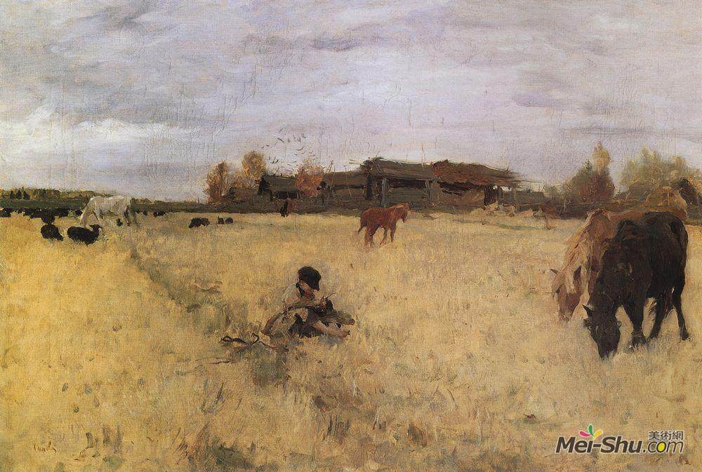 瓦伦丁·谢罗夫(Valentin Serov)高清作品《十月。多摩卡诺沃》