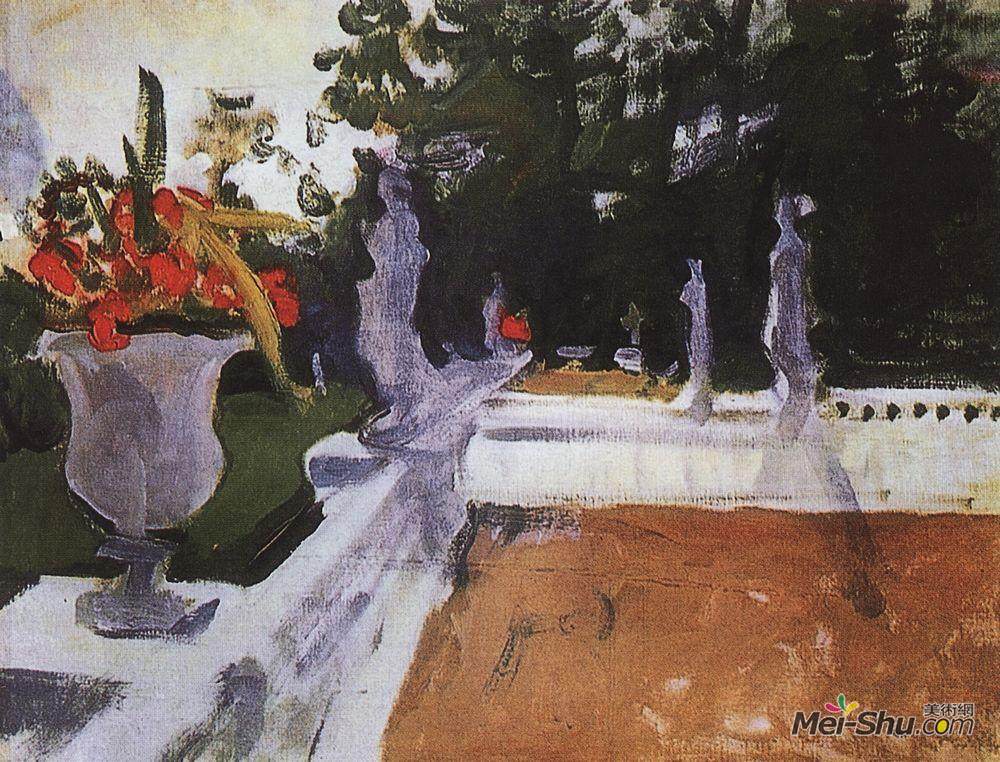 瓦伦丁·谢罗夫(Valentin Serov)高清作品《有栏杆的门廊。阿尔汉格尔斯克》