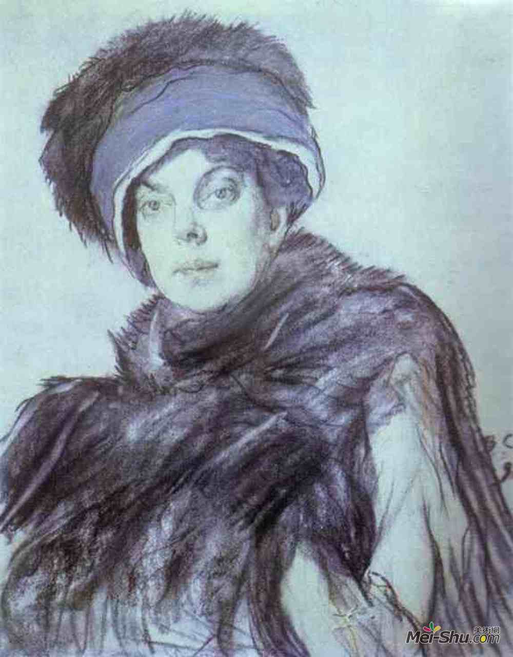 瓦伦丁·谢罗夫(Valentin Serov)高清作品《Portrait of Izabella Grunberg》