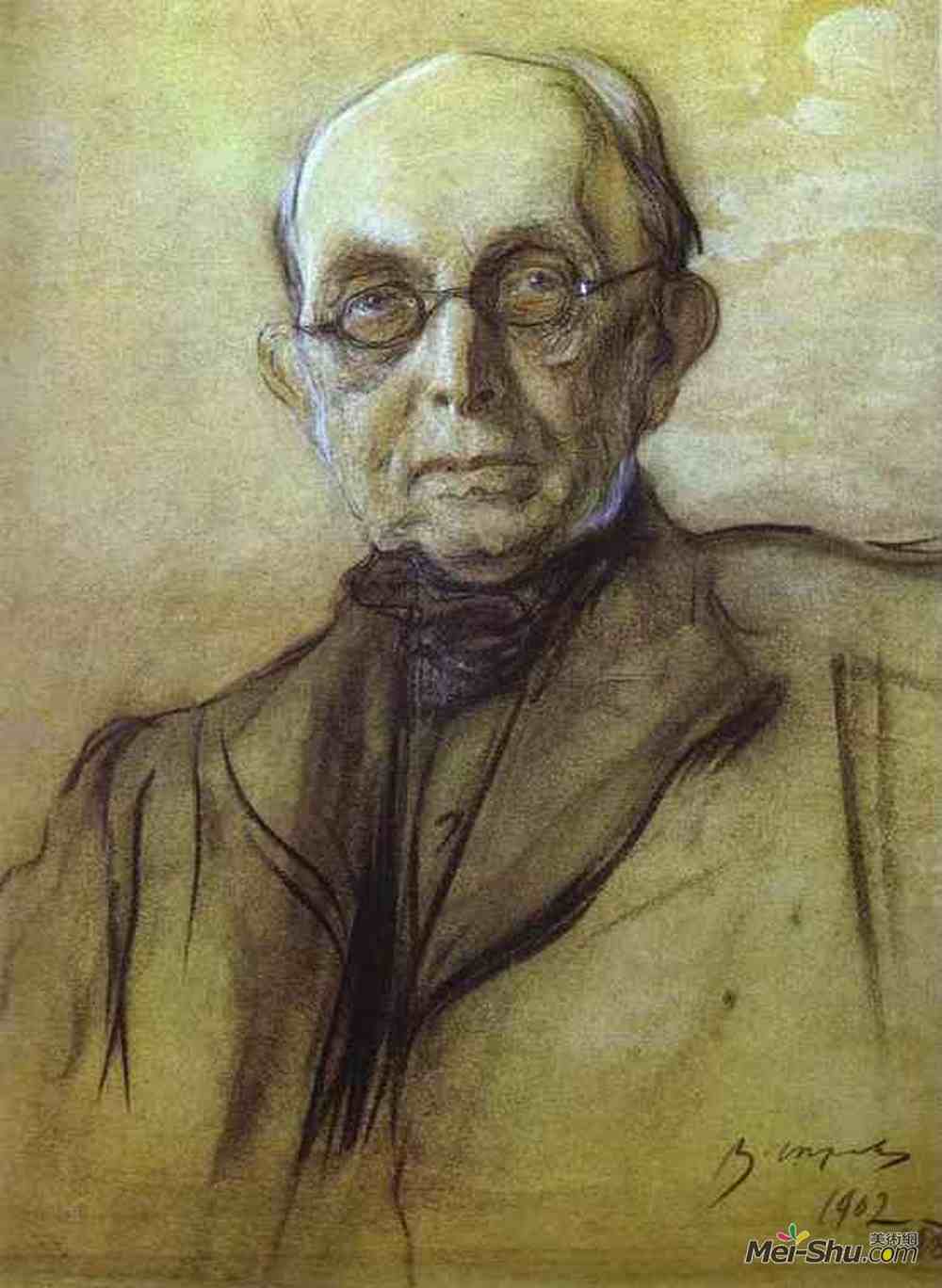 瓦伦丁·谢罗夫(Valentin Serov)高清作品《Portrait of K. Pobedonostsev》