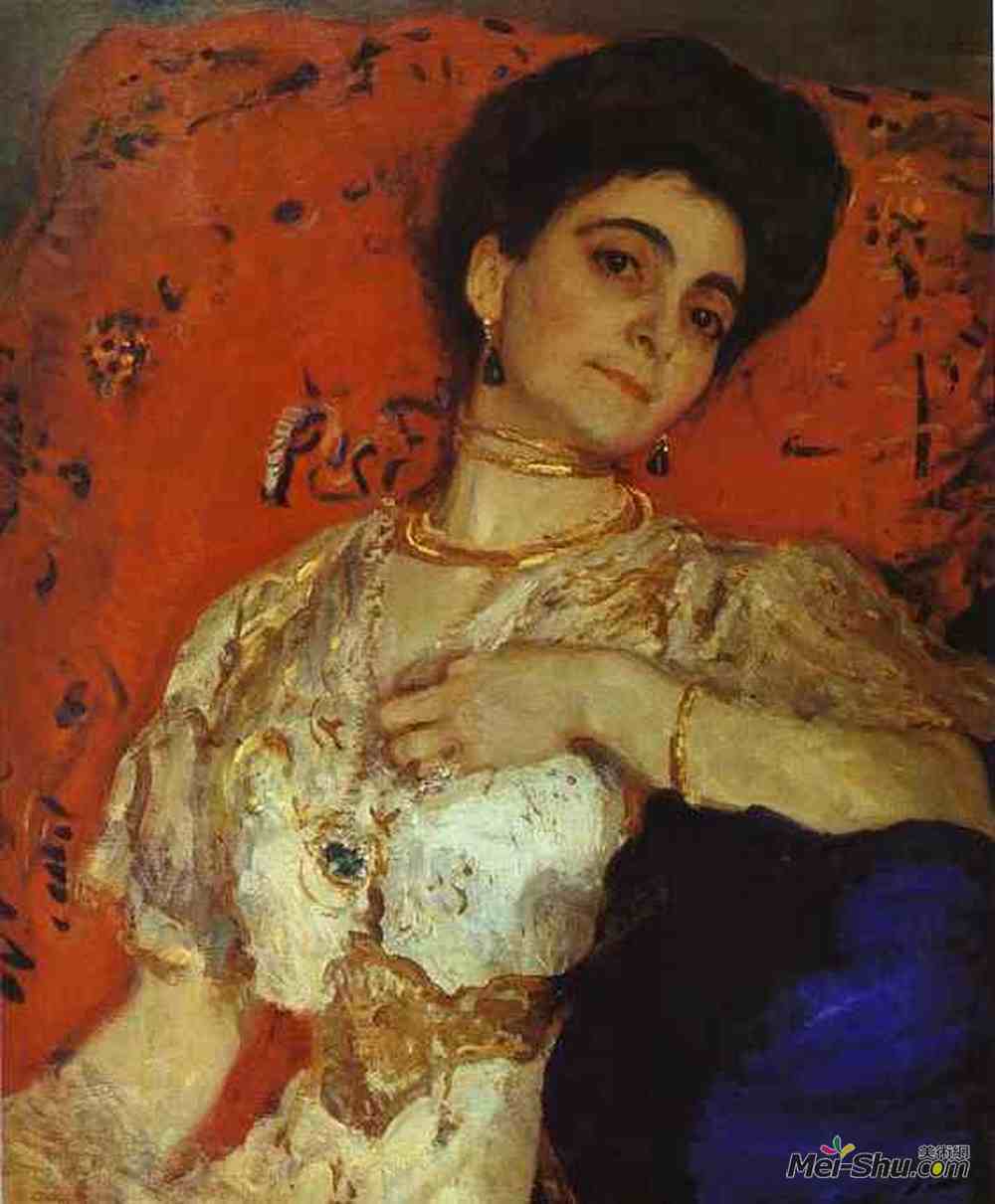 瓦伦丁·谢罗夫(Valentin Serov)高清作品《Portrait of Maria Akimova》