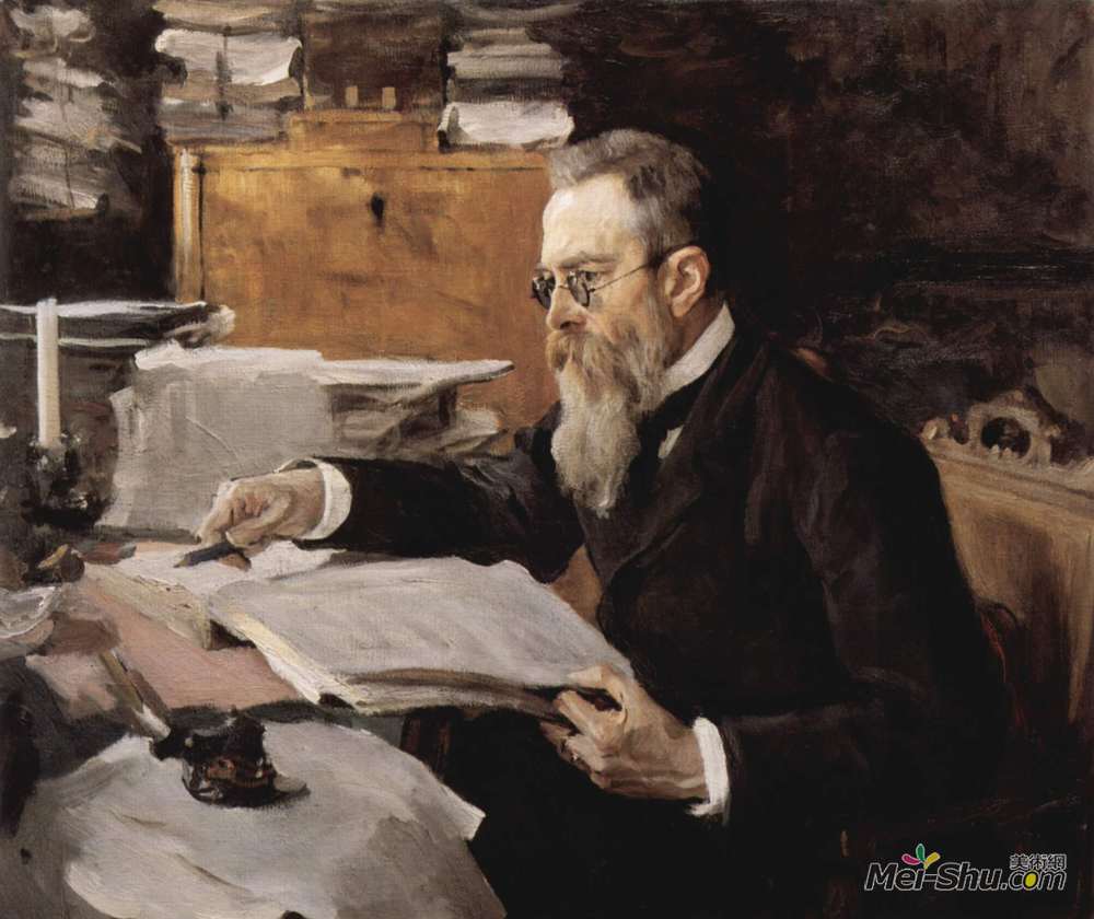 瓦伦丁·谢罗夫(Valentin Serov)高清作品《尼古拉安德烈耶维奇的肖像》