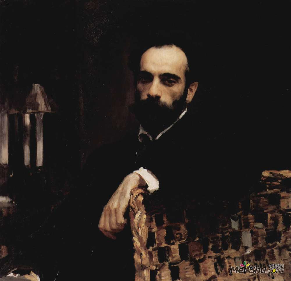 瓦伦丁·谢罗夫(Valentin Serov)高清作品《Portrait of the artist Isaak Ilyich Levitan》