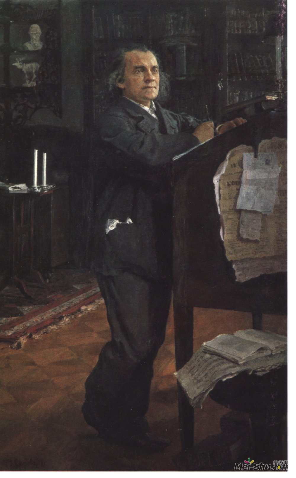 瓦伦丁·谢罗夫(Valentin Serov)高清作品《作曲家亚历山大·塞罗夫的肖像》