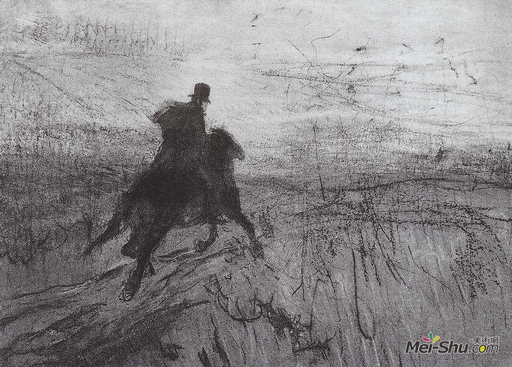 瓦伦丁·谢罗夫(Valentin Serov)高清作品《普希金在村里》