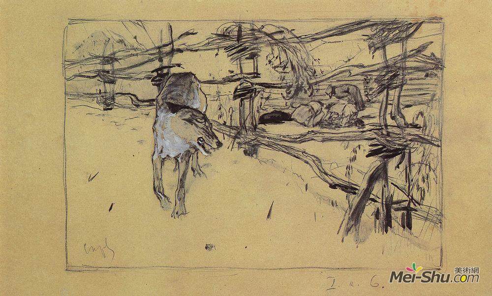 瓦伦丁·谢罗夫(Valentin Serov)高清作品《狼和牧羊人》
