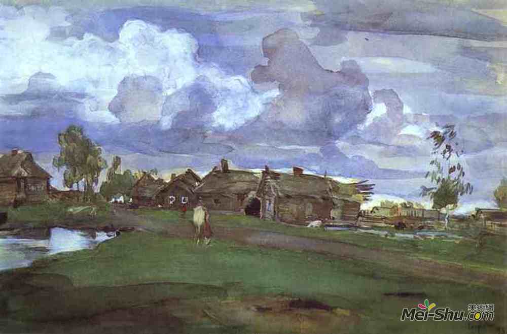 瓦伦丁·谢罗夫(Valentin Serov)高清作品《村落》
