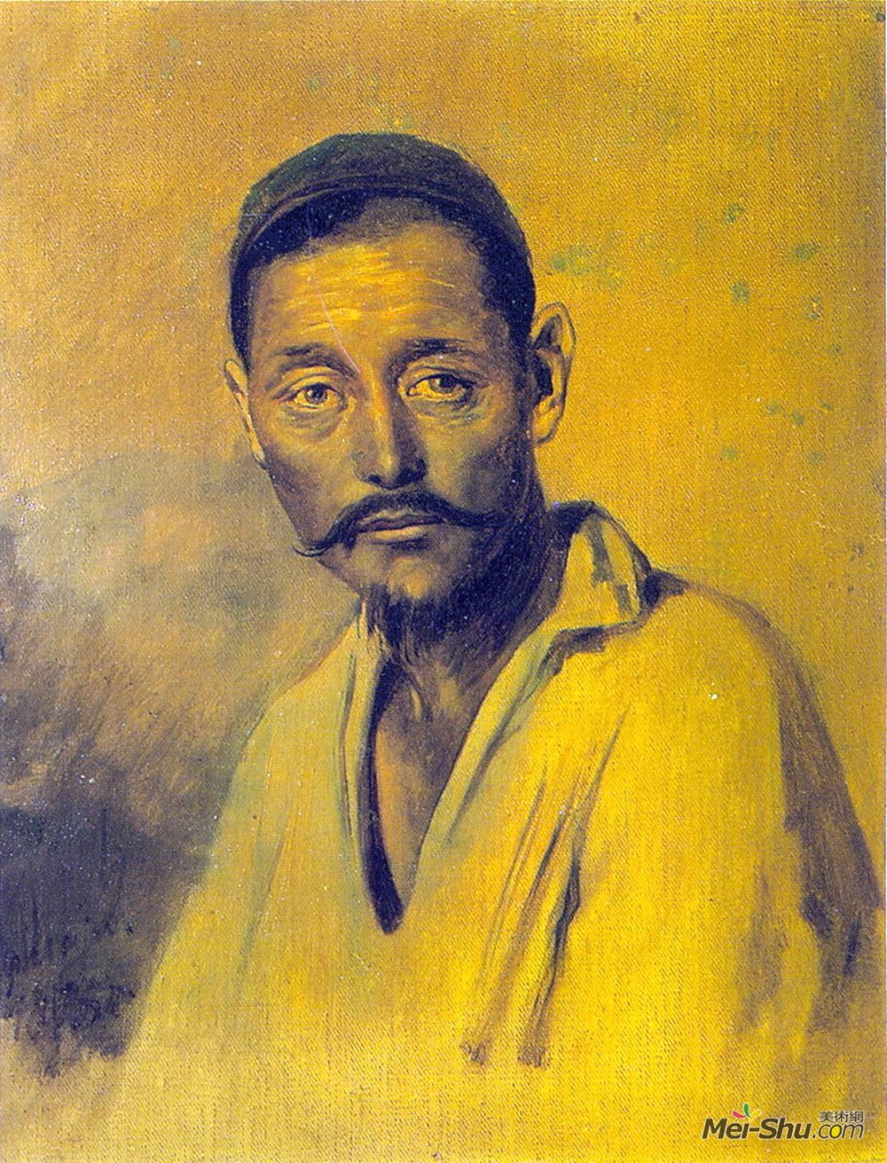 瓦西里佩洛夫(Vasily Perov)高清作品《柯尔克孜族首领。“普加捷夫球场”研究》