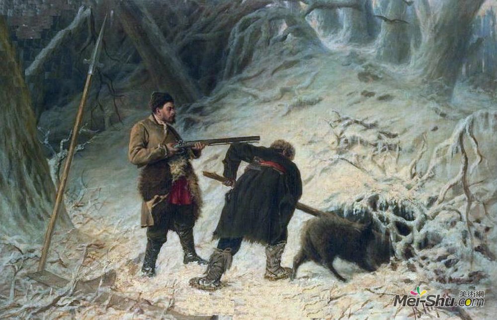 瓦西里佩洛夫(Vasily Perov)高清作品《猎杀野猪》