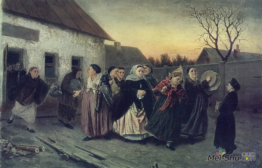瓦西里佩洛夫(Vasily Perov)高清作品《在单身汉派对前夕。浴缸新娘》