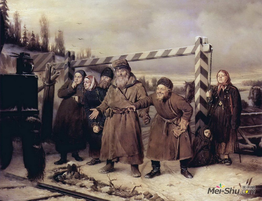 瓦西里佩洛夫(Vasily Perov)高清作品《在铁路上》
