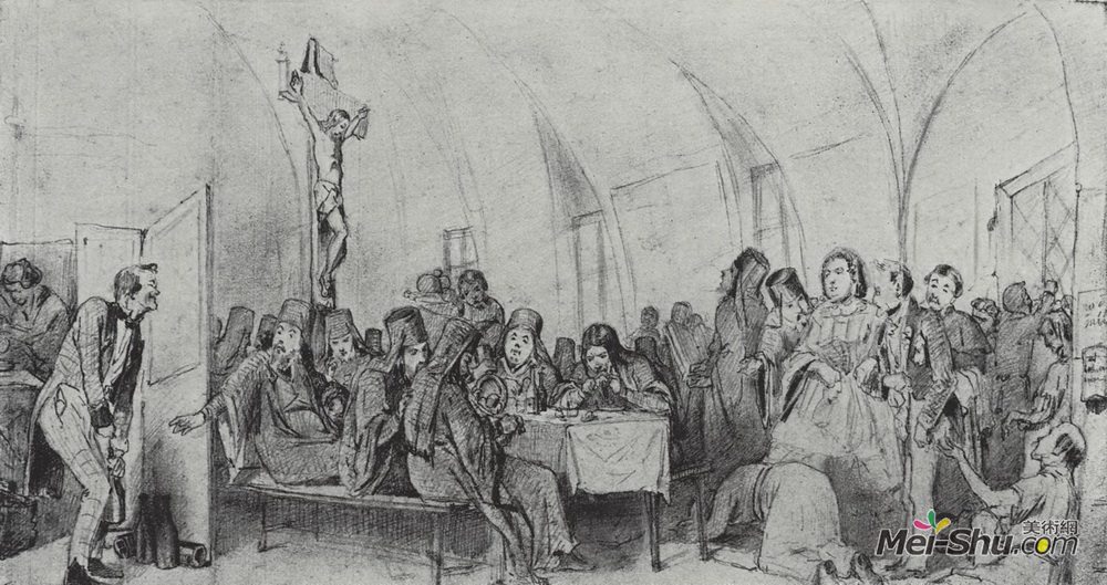 瓦西里佩洛夫(Vasily Perov)高清作品《就餐》