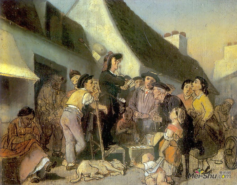 瓦西里佩洛夫(Vasily Perov)高清作品《卖家歌手。草图》