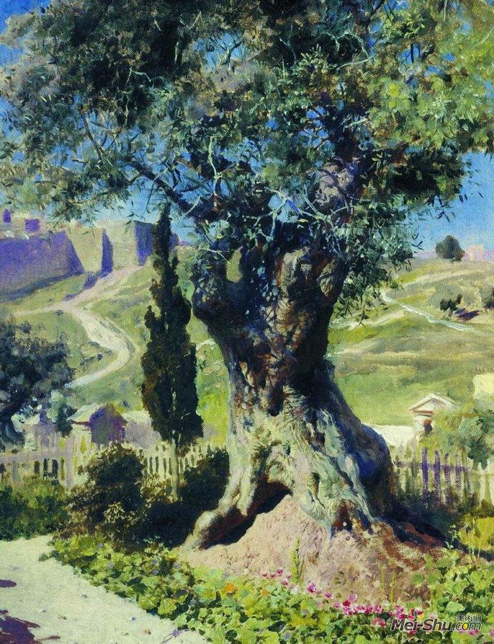 瓦西里波列诺夫(Vasily Polenov)高清作品《客西马尼园里的橄榄树》