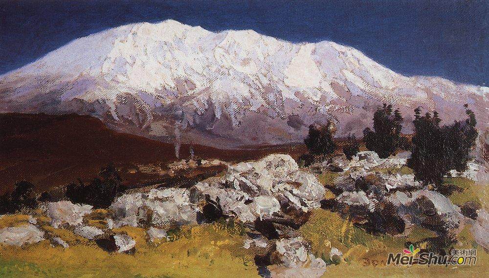 瓦西里波列诺夫(Vasily Polenov)高清作品《在芒特赫蒙脚下》