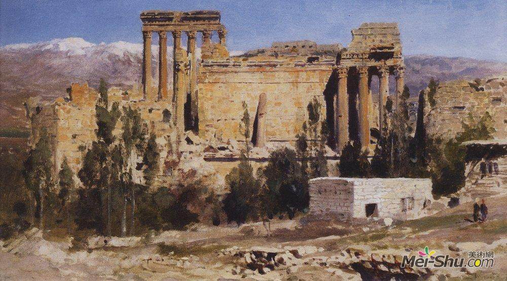 瓦西里波列诺夫(Vasily Polenov)高清作品《巴勒贝克。木星大教堂和太阳大教堂的废墟。》