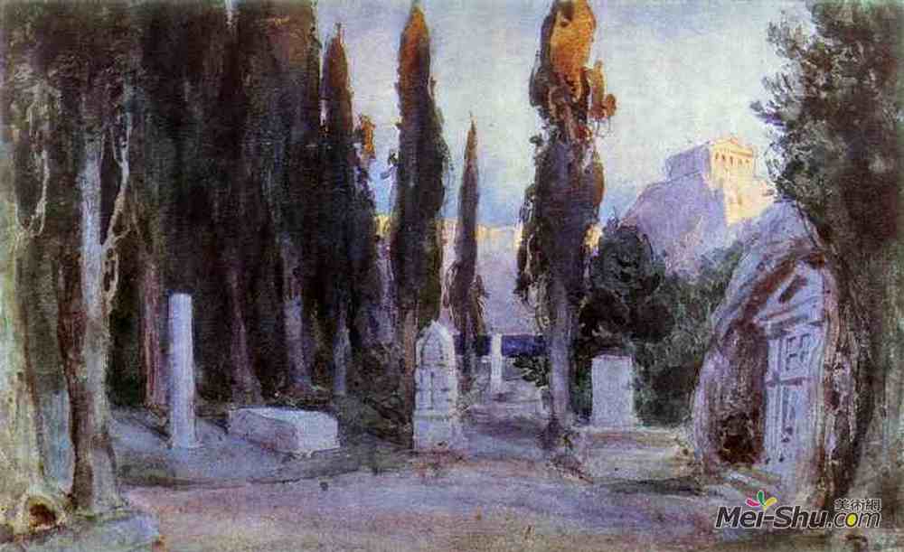 瓦西里波列诺夫(Vasily Polenov)高清作品《墓地》