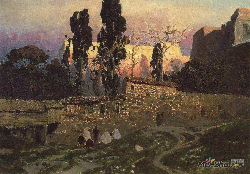 瓦西里波列诺夫(Vasily Polenov)高清作品《Constantinople (Istanbul). Eski Sarayskiy garden.》