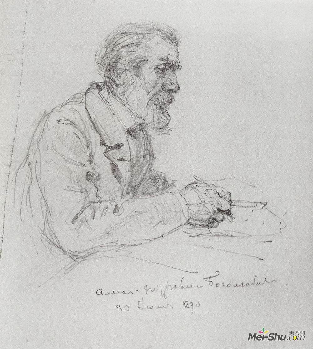 瓦西里波列诺夫(Vasily Polenov)高清作品《Portrait of A. P. Bogolyubov》