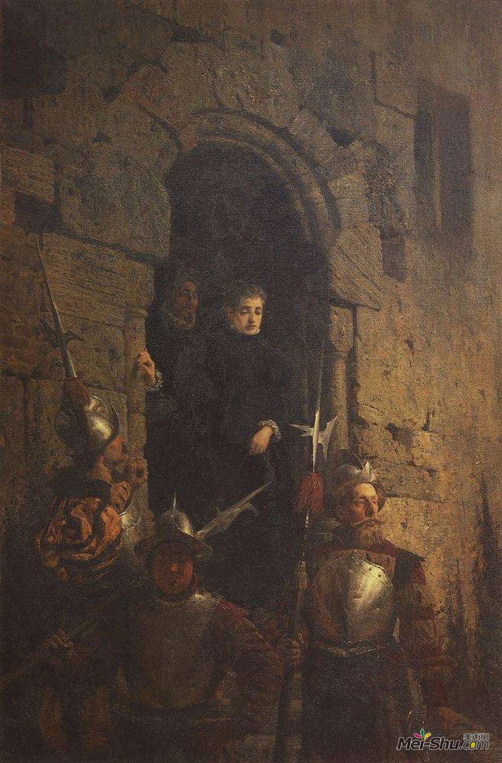 瓦西里波列诺夫(Vasily Polenov)高清作品《胡格诺派的逮捕》