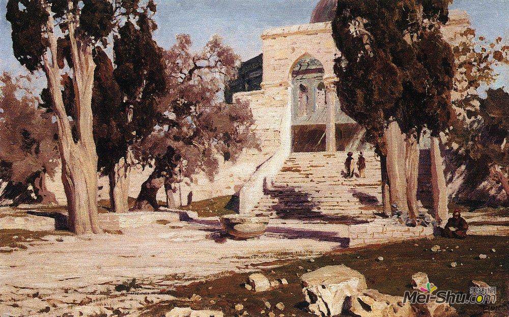 瓦西里波列诺夫(Vasily Polenov)高清作品《The Mosque of Omar. Haram el-Sharif.》