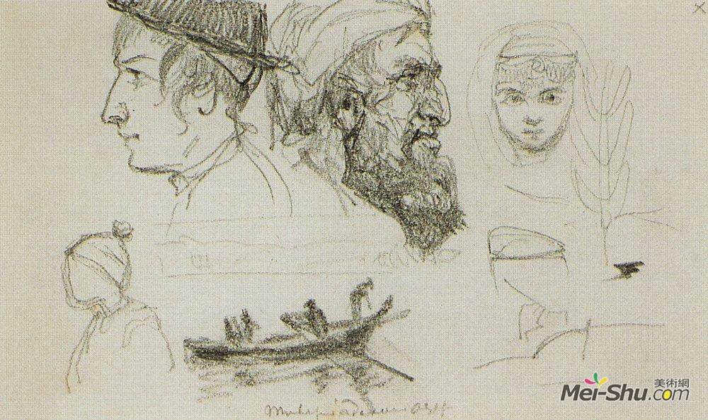 瓦西里波列诺夫(Vasily Polenov)高清作品《提比利亚人的类型》