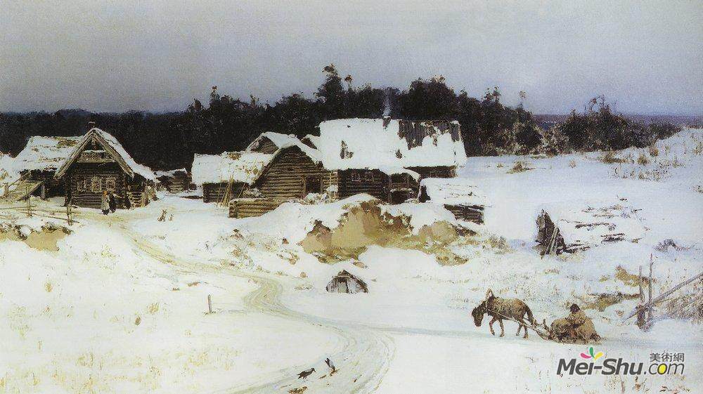 瓦西里波列诺夫(Vasily Polenov)高清作品《Winter. Imochentsy.》