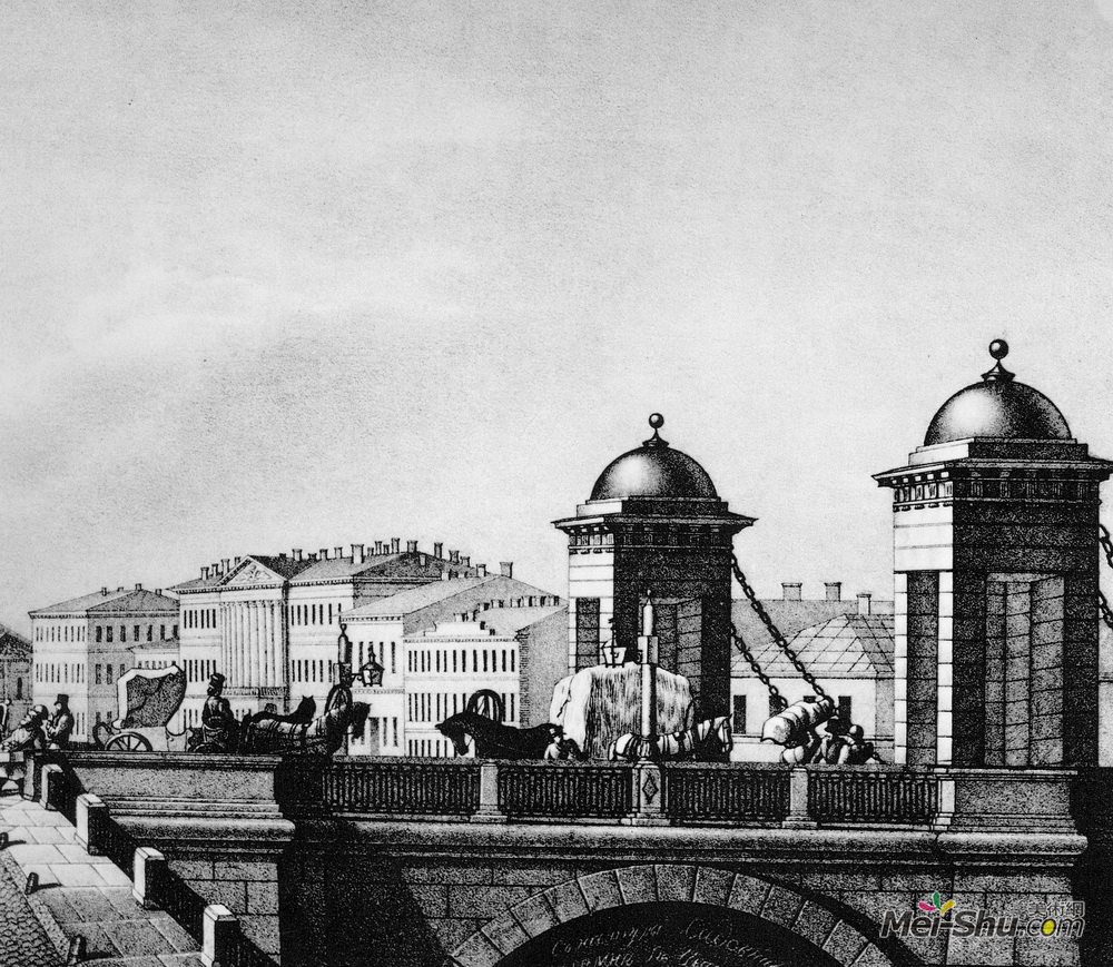 瓦西里·萨多维尼科夫(Vasily Sadovnikov)高清作品《Anichkov bridge in St. Petersburg》