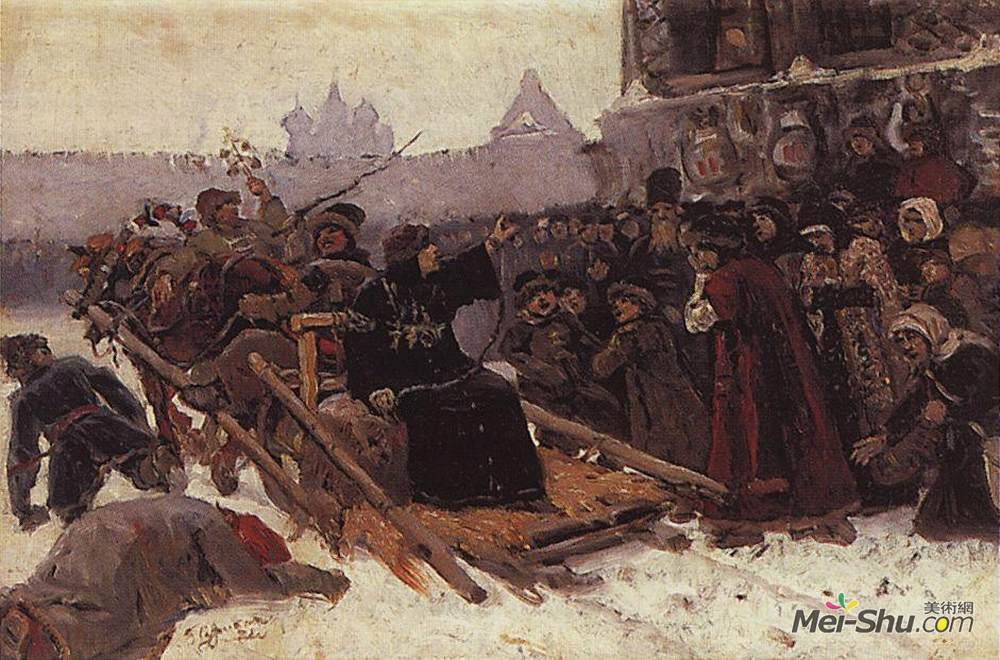 瓦西里·伊万诺维奇·苏里科夫(Vasily Surikov)高清作品《Boyarynya Morozova (study)》