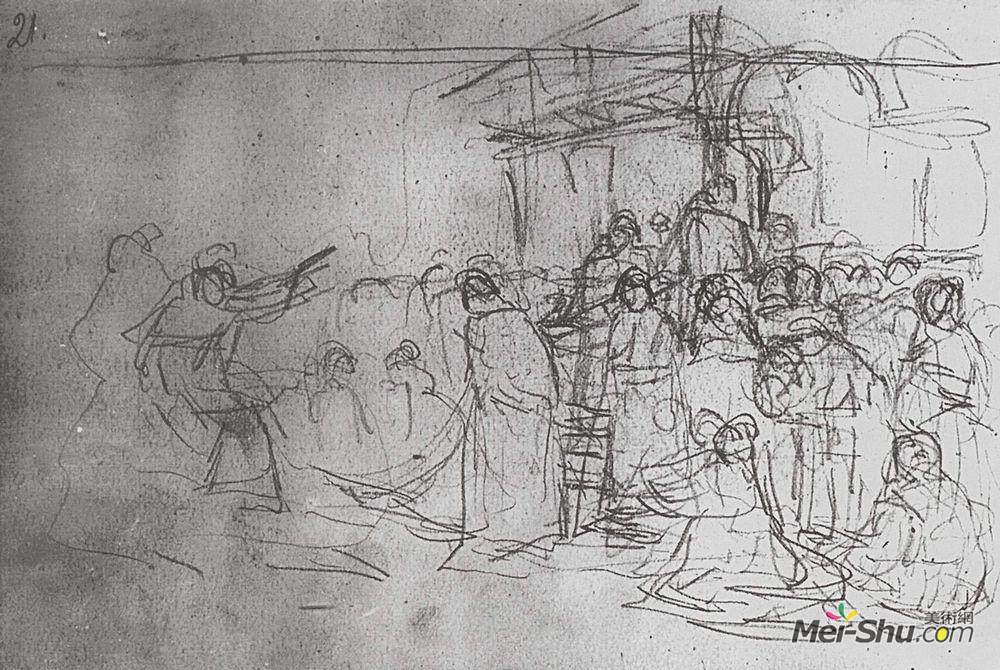 瓦西里·伊万诺维奇·苏里科夫(Vasily Surikov)高清作品《Boyarynya Morozova (study)》