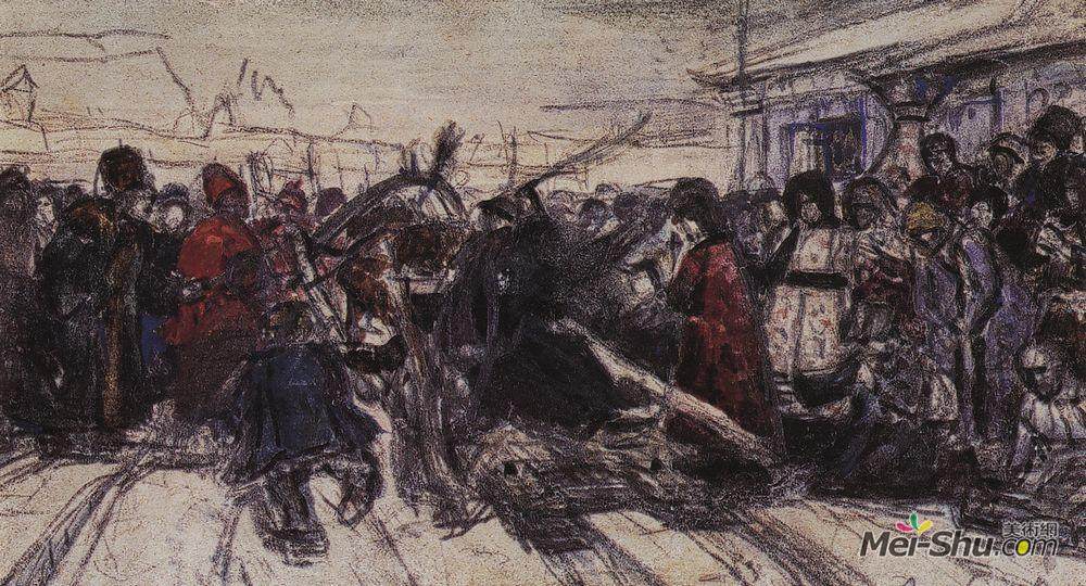 瓦西里·伊万诺维奇·苏里科夫(Vasily Surikov)高清作品《Boyarynya Morozova (study)》