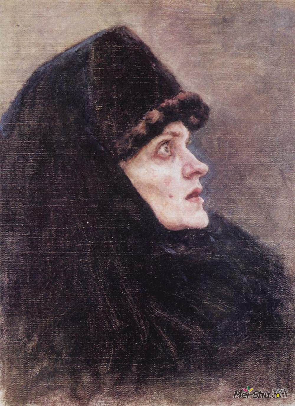 瓦西里·伊万诺维奇·苏里科夫(Vasily Surikov)高清作品《Head of Boyarynya Morozova (study)》